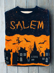 Halloween Salem Witch Print Sweater