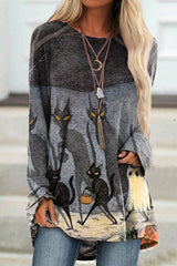 Halloween Cat Print Tunic
