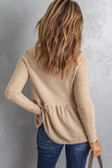 Women's Waffle Long Sleeve Knit Top