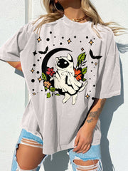 Halloween Cat Print Short Sleeve T-Shirt
