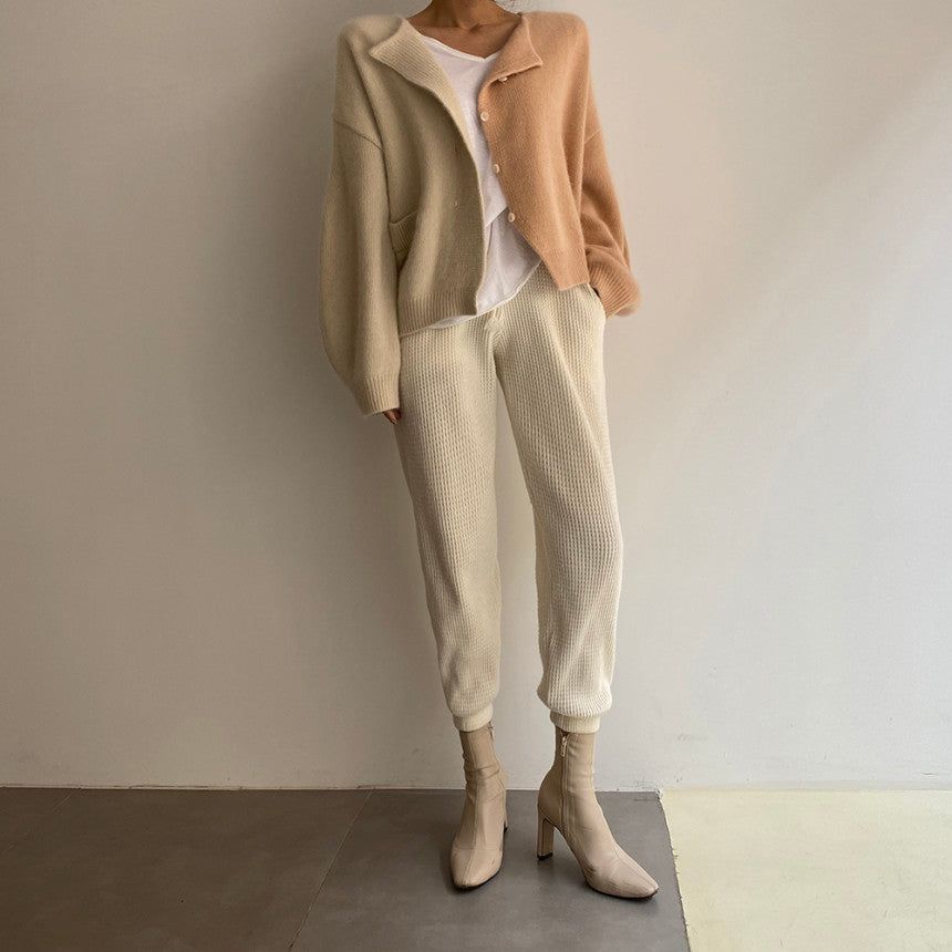 Contrast Stitching Single-Breasted Cardigan Jacket