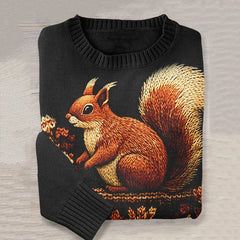 Vintage Squirrels Art Pattern Knit Sweater
