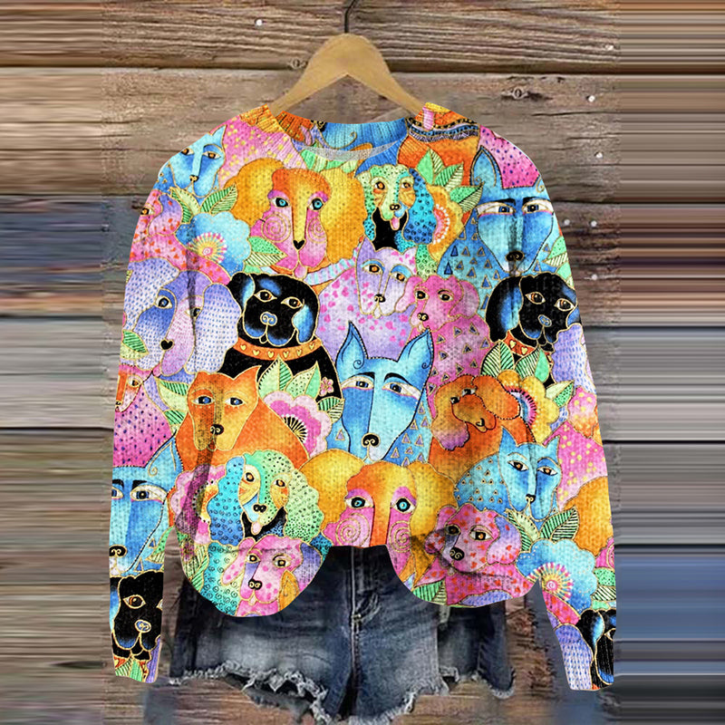 Abstract Cat Print Women's Sweater
