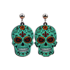 Casual Skull Floral Acrylic Earrings