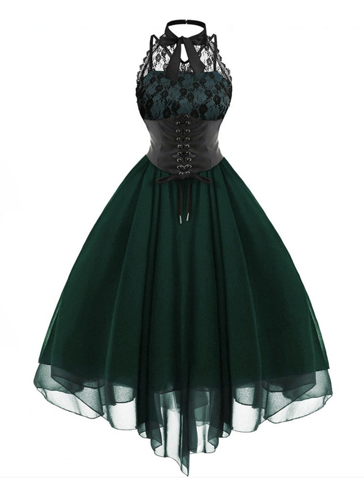 Halloween Gothic Lace Stitching Sexy Dress