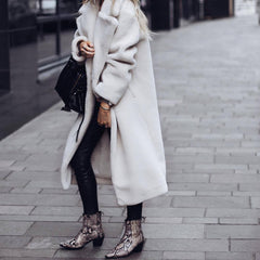 Casual Lapel Plush Long Coat