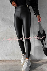 Style Note Faux Leather Legging Pants（elastic）