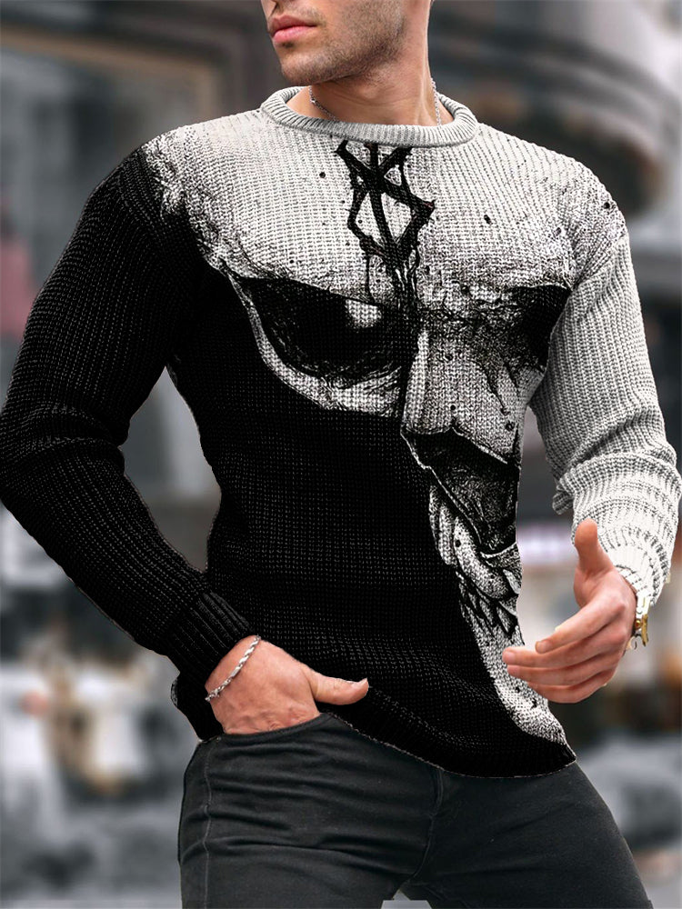 Halloween Skull Dark Style Knit Sweater