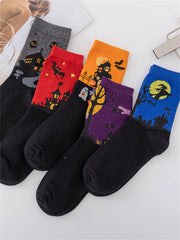 Halloween Inspired Contrast Color Knit Socks