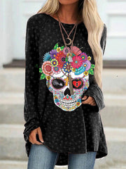 Marigold Skull Print Long Sleeve Tunic
