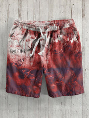 Men's Halloween I'm Fine Bloody Drawstring Shorts
