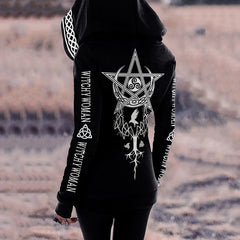 Women's Witch Star Moon Witch Circular Magic Circle Life Of Tree Art Zipper Hoodie