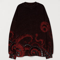 Bloody Octopus Vintage Washed Casual Sweatshirt