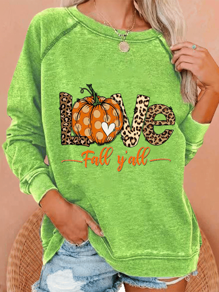 Casual Pumpkin Print Long Sleeve Sweatshirt