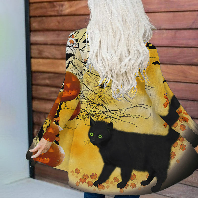 Casual Cat Pumpkin Cardigan