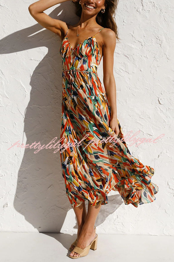 Stay Amazing Colorful Printed Midi Dress