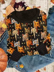 Vintage Black Cats Fall Cozy Sweater