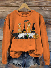 Lovely Halloween Gnomes Pattern Washed Sweatshirt