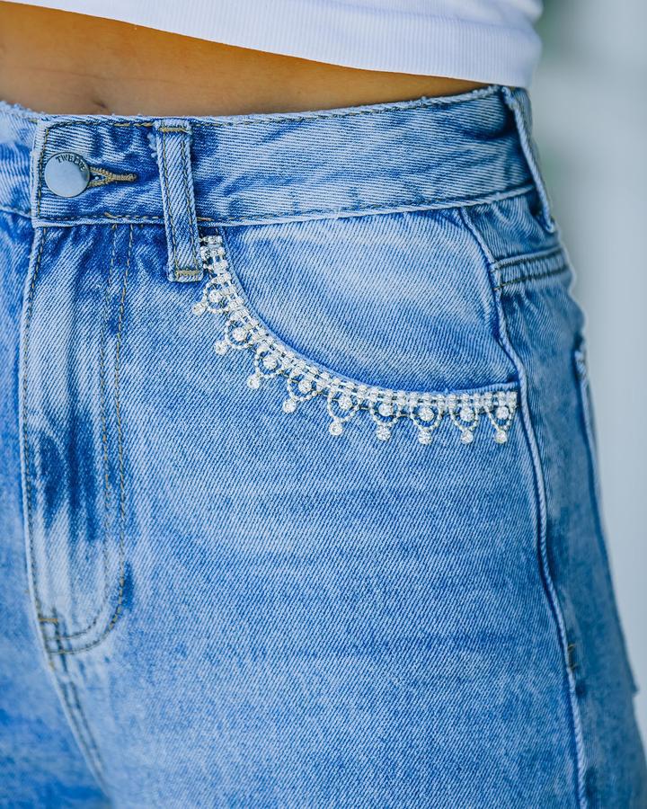 women's new petal pocket temperament casual jeans