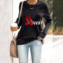 Halloween Printed Round Neck Sweatshirt