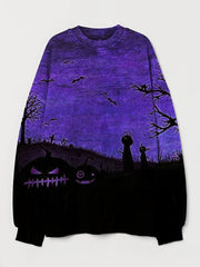 Halloween Pumpkins Barren Yard Contrast Washed Sweatshirt