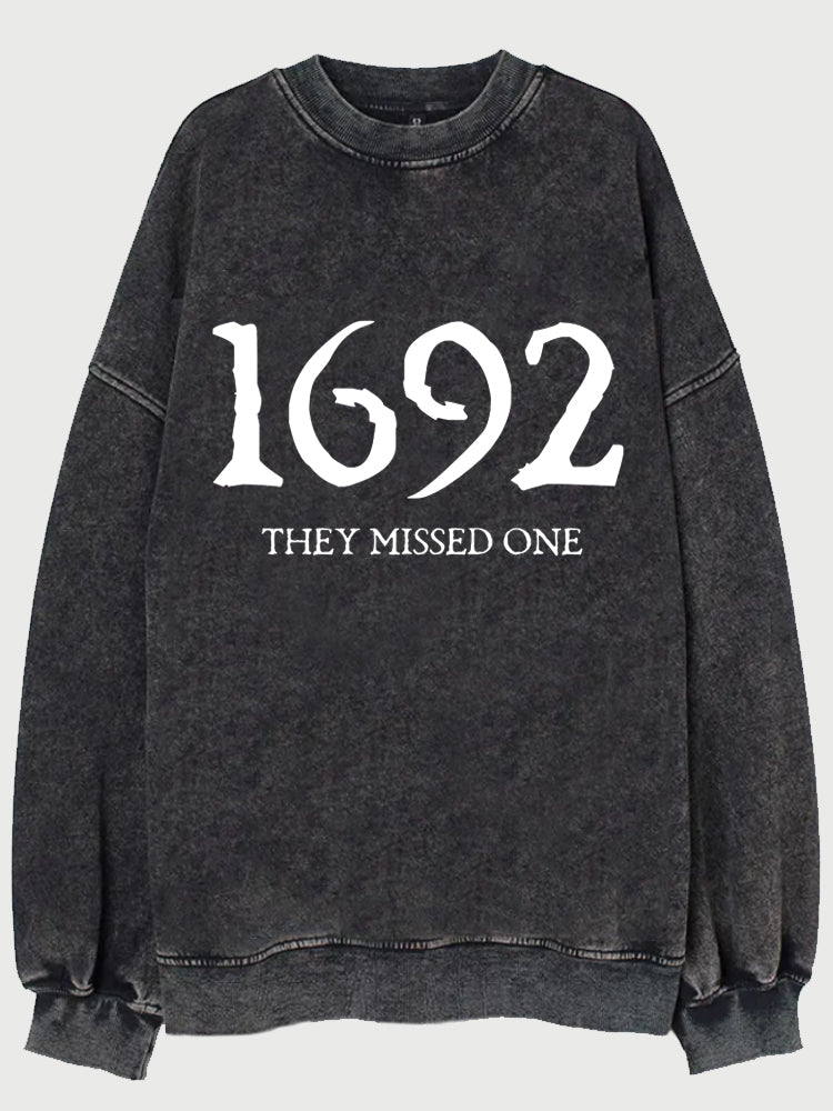 Vintage Halloween 1692 They Missed One Washed Sweatshirt