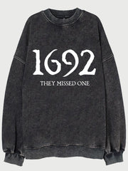 Vintage Halloween 1692 They Missed One Washed Sweatshirt