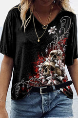 Floral Skull Short Sleeve T-Shirt