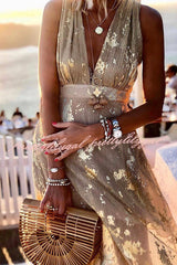 Golden Sunset Stories V-neck Maxi Dress