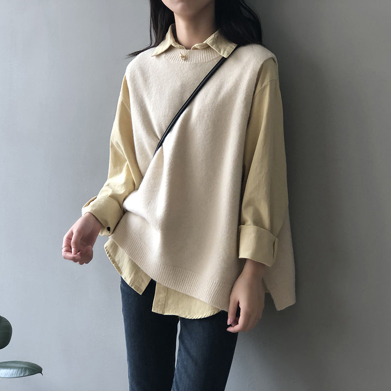 Solid color casual knitted vest