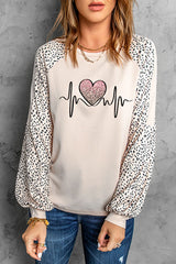 Women's Peaceful Love Leopard Pullover Top