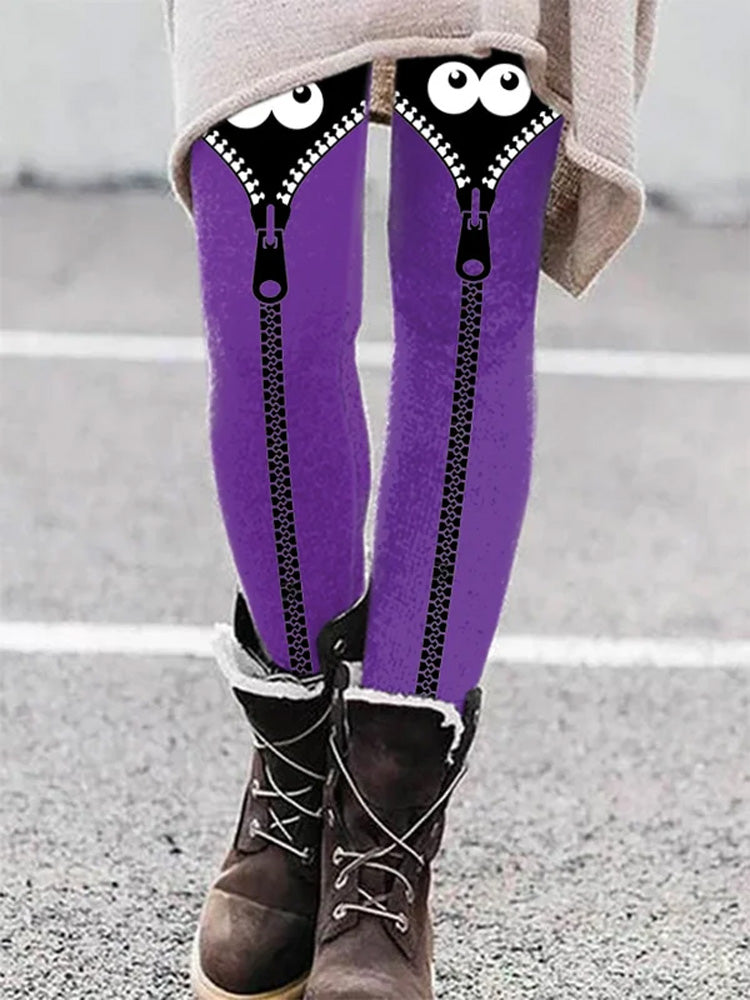 Women's Halloween Peek Monster Casual Print Leggings
