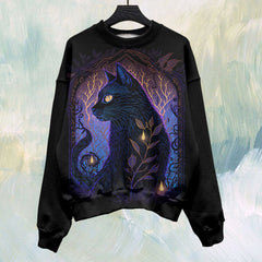 Cat Art Print Long Sleeve Sweatshirt
