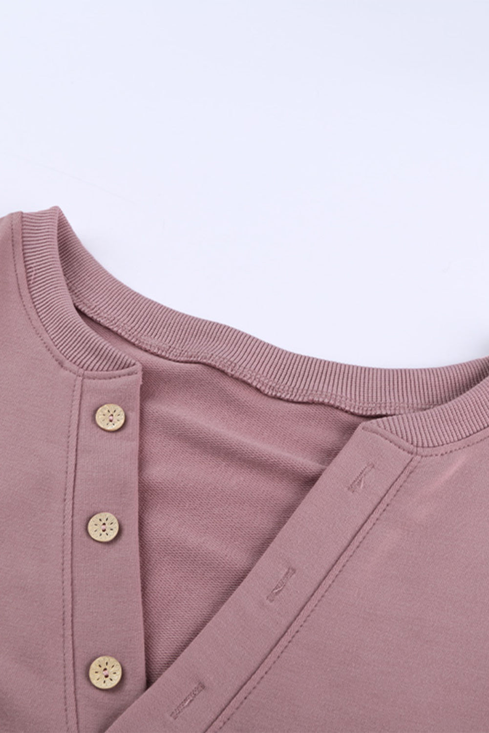 Women's Women Pink Buttoned V Neck Cotton Loose Fit Top