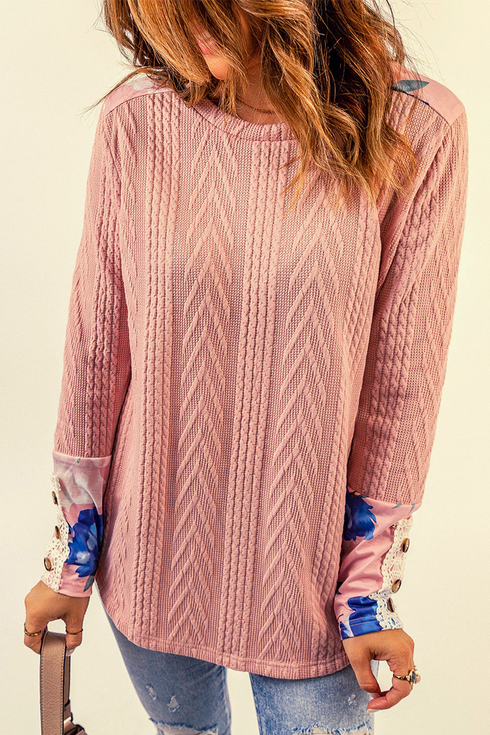 Women's Floral Lace Long Sleeve Top