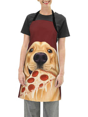 Eating Pizza Dog Print Apron