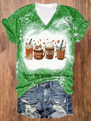 Halloween Pumpkin Spice Tie Dye Print T Shirt