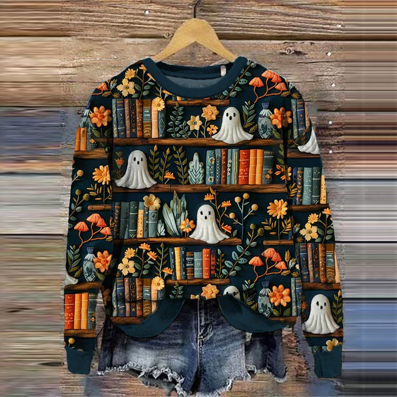 Women's Halloween Boos Print Sweatshirt