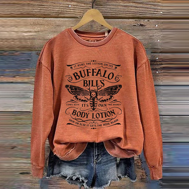Buffalo Bill Halloween Printed Round Neck Long Sleeve Sweatshirt