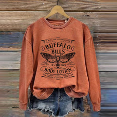 Buffalo Bill Halloween Printed Round Neck Long Sleeve Sweatshirt