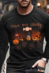 Men's Pumpkin Graphic Casual Long Sleeve T-Shirt
