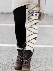 Halloween Boo Mummy Inspired Contrast Leggings