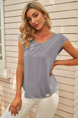 Women's Gray Summer Short Sleeve Cut Out T-shirt