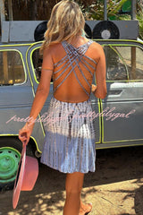 La Bamba Tie-dye Print Back Lace-up Stretch Mini Dress