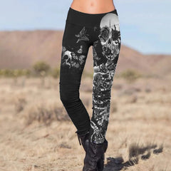 Punk Skull Print Leggings