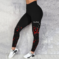 Women's Halloween I'M FINE Bloodstained Leggings