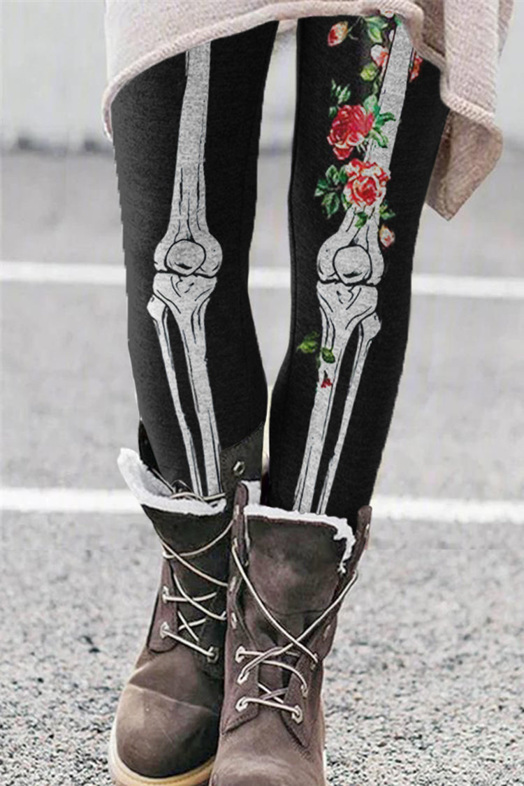 Halloween Gollum Rose Print Leggings