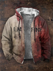 Vintage Bloody I AM FINE Printed Casual Zipper Hoodie Sweatshirt