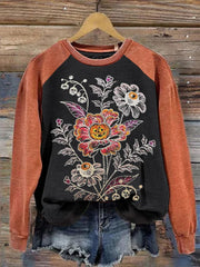 Women's Floral Pumpkin Print Sweatshirt