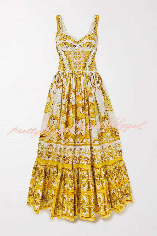 Ready To Dance Palace Print Back Smocked Maxi Dress